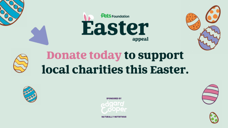 Pets Foundation Easter Appeal logo. Donate today to support local charities this Easter. Edgar Cooper logo.