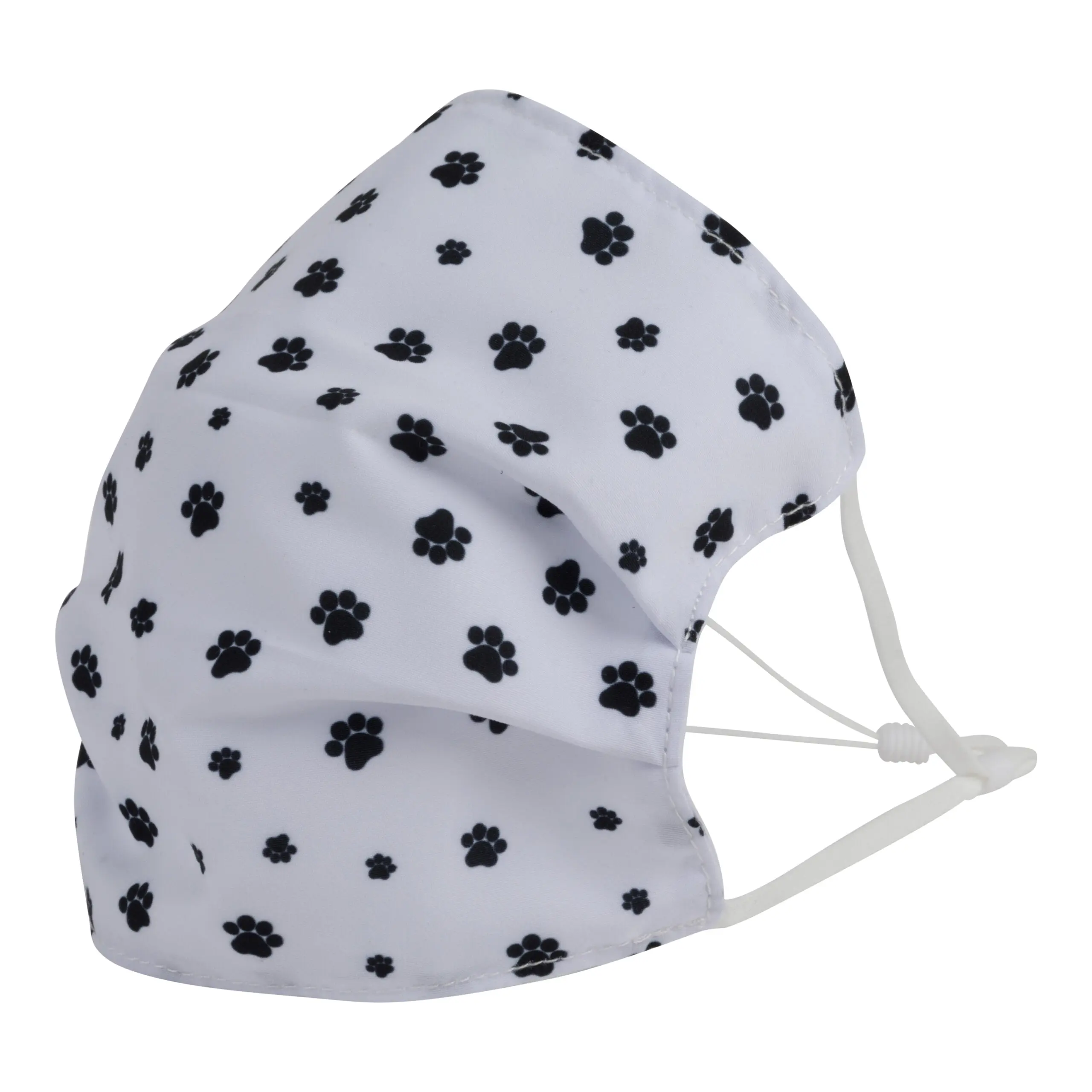 White and Black Pawprint Adult Washable Face Covering