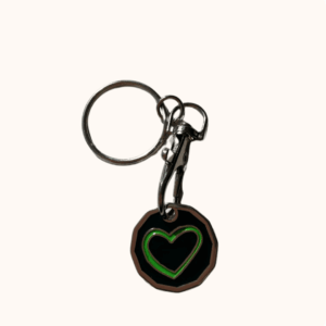 Pets Foundation Green and Dark Teal Heart Trolley Coin Keyring
