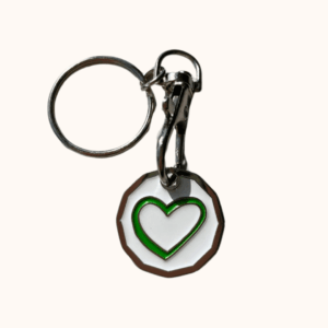 Pets Foundation Green and White Heart Trolley Coin Keyring
