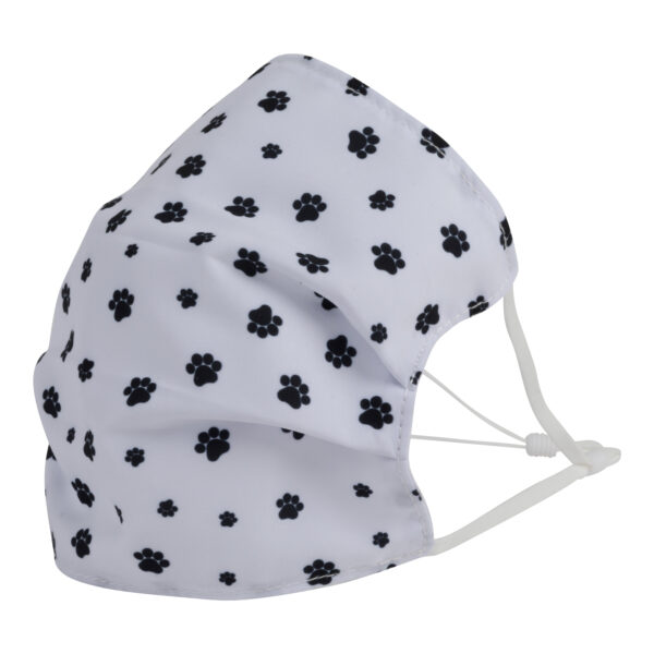 White and Black Pawprint Adult Washable Face Covering