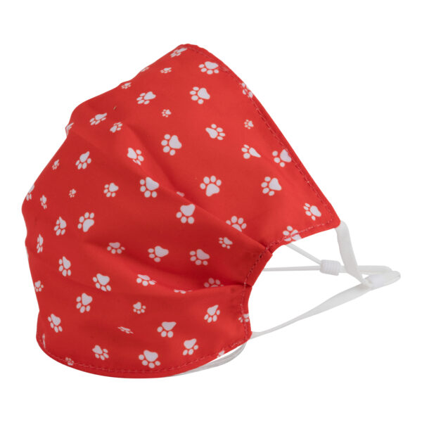 Red and White Pawprint Adult Washable Face Covering