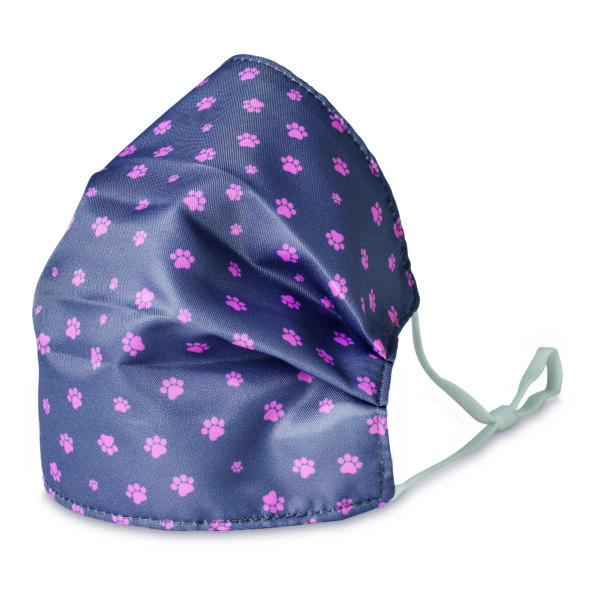 Grey and Pink Paws Adult Washable Face Covering