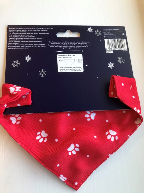 Pets Foundation Santa Paws red bandana back