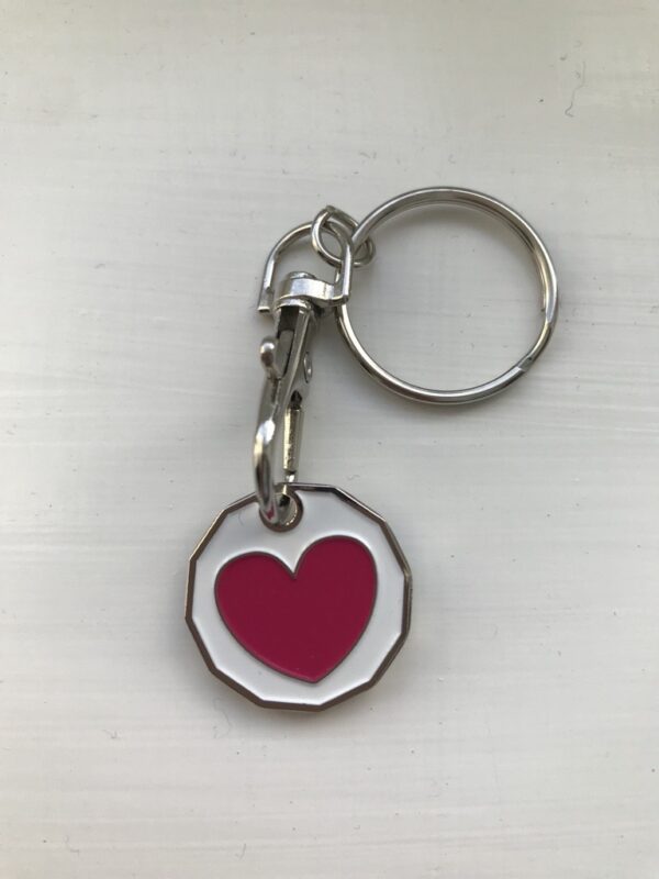 Pets Foundation Pink Heart Trolley Coin Keyring