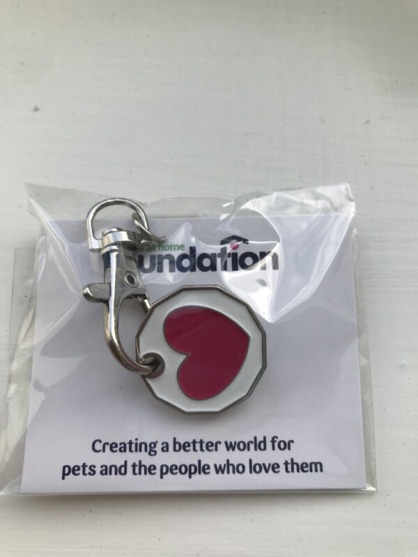 Pets Foundation Pink Heart Trolley Coin Keyring - Image 2