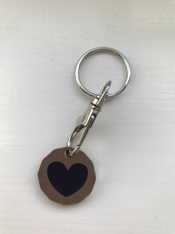 Pets Foundation Navy Heart Trolley Coin Keyring